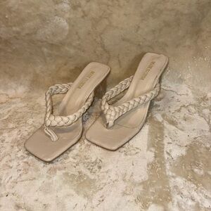 Elegant Cream Braided Heeled Sandals